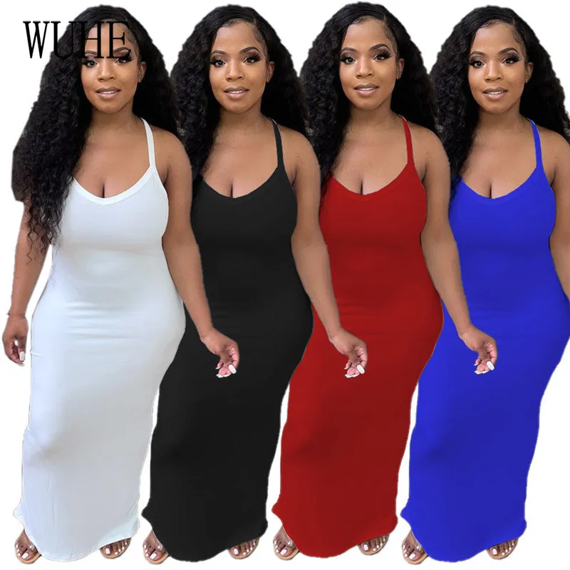 

WUHE облегающее платье на бретелях-спагетти без рукавов с открытыми плечами облегающие элегантные женские повседневные платья для вечевечер...