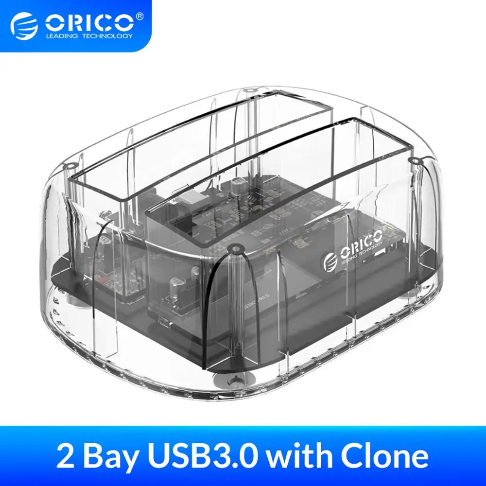 Прозрачный корпус жесткого диска ORICO 2 5/3 5 дюйма с разъемами USB 3 0 и функцией
