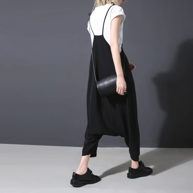 [EAM] 2021 Новинка весна осень высокая талия брюф ремень черный большой размер