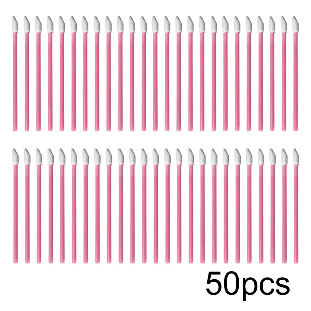 Pink 50 шт./лот красочные одноразовые Кисточка для макияжа губ кисточка для губной помады ручки палочки индивидуальный аппликатор инструмент для макияжа красота леди - Handle Color: Pink