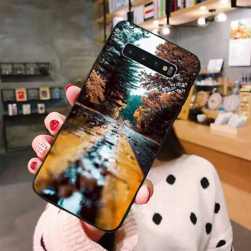

Landscape deciduous autumn trees highway Phone Cases For Samsung A50 A51 A71 A20E A20S S10 S20 S21 S30 Plus ultra 5G M11 shell