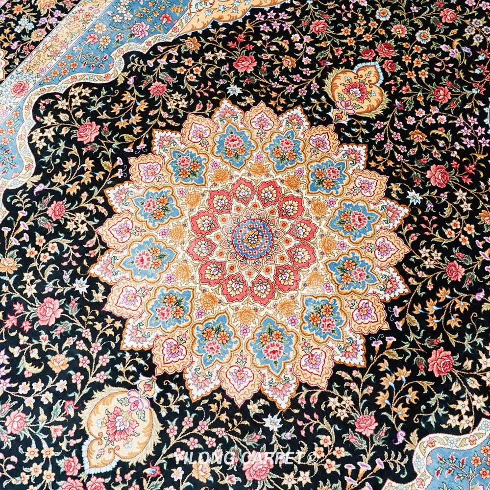 6 'x 9' традиционный темно-синий персидский коврик ручной работы из турецкого