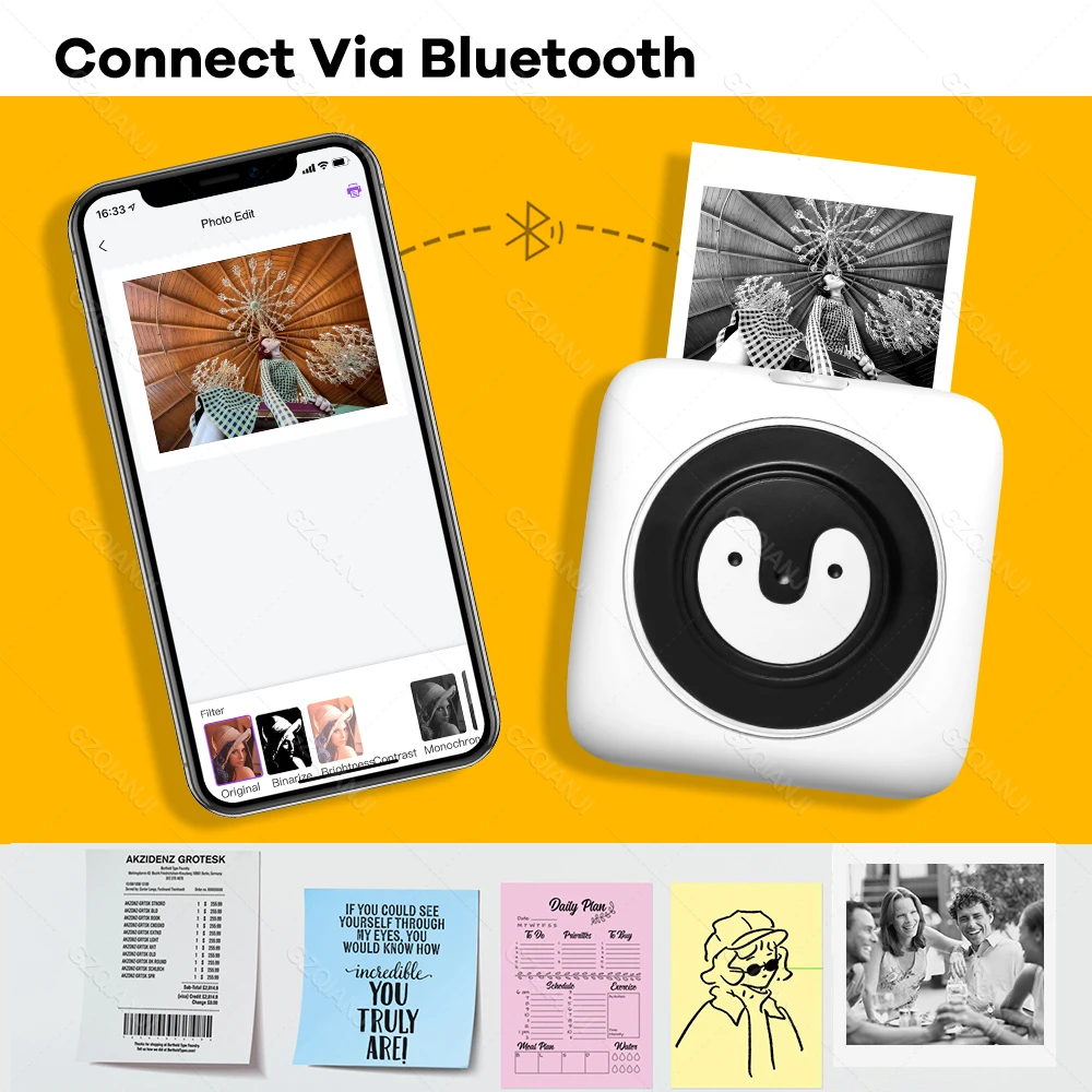 Термопринтер 304DPI Mini Bluetooth беспроводной для телефона стикер заметок печать