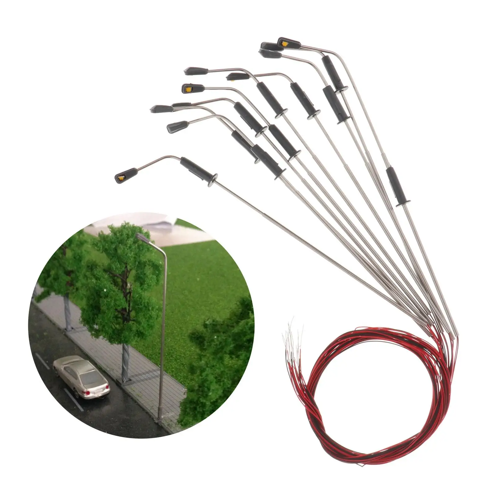 

10pcs Train Railroad LED Light Garden Micro Landscape Lamppost Diorama 1:100