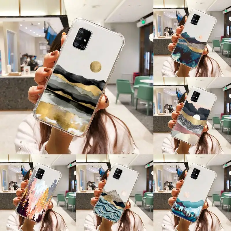 

Mountain Marble Moon Phone Case Transparent For Samsung A51 A50 A71 A70 A81 M60S Note S21 S 20 10 9 8 11 E Plus Ultra