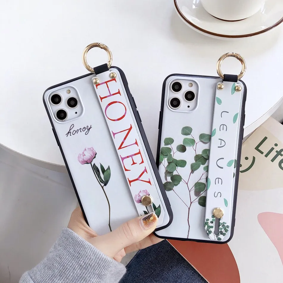Чехол AXBETY для iPhone 11 7 XR 8 Plus Pro XS MAX Модный цветочный чехол с мультяшным шнурком и