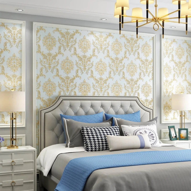 

1 метр настенные фрески современные 3D тисненые цветочные обои спальня гостиная диван ТВ фон многоцветные