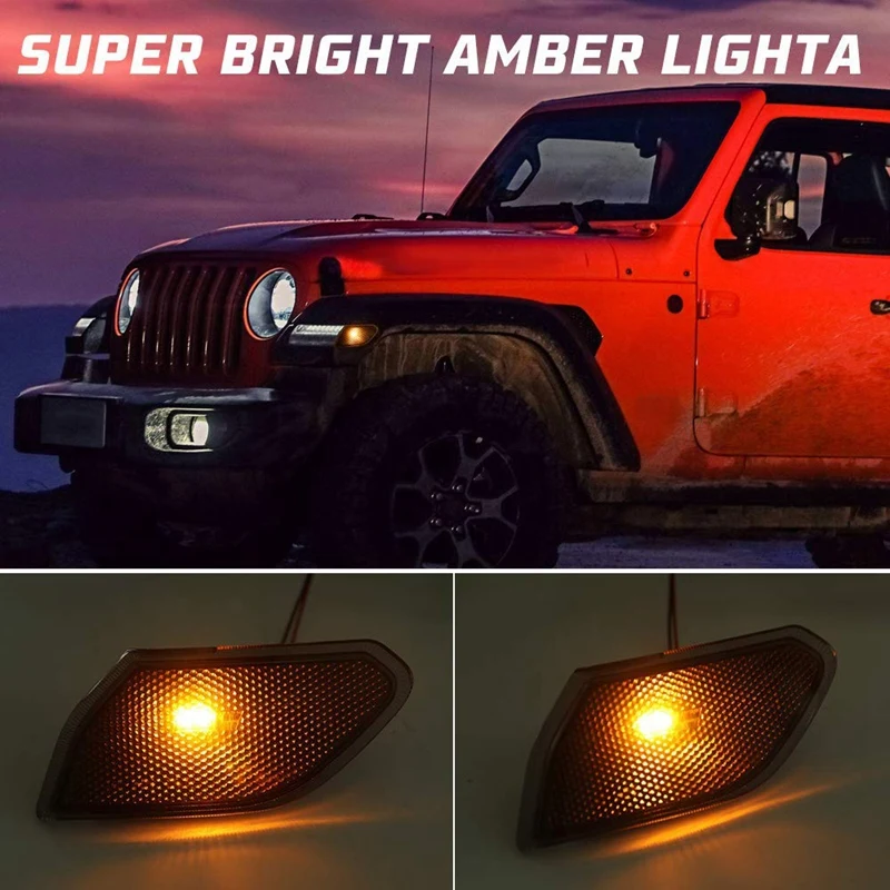 2 шт. светодиодные боковые габаритные фонари для Jeep Wrangler JL 2018 2019 дымовые линзы