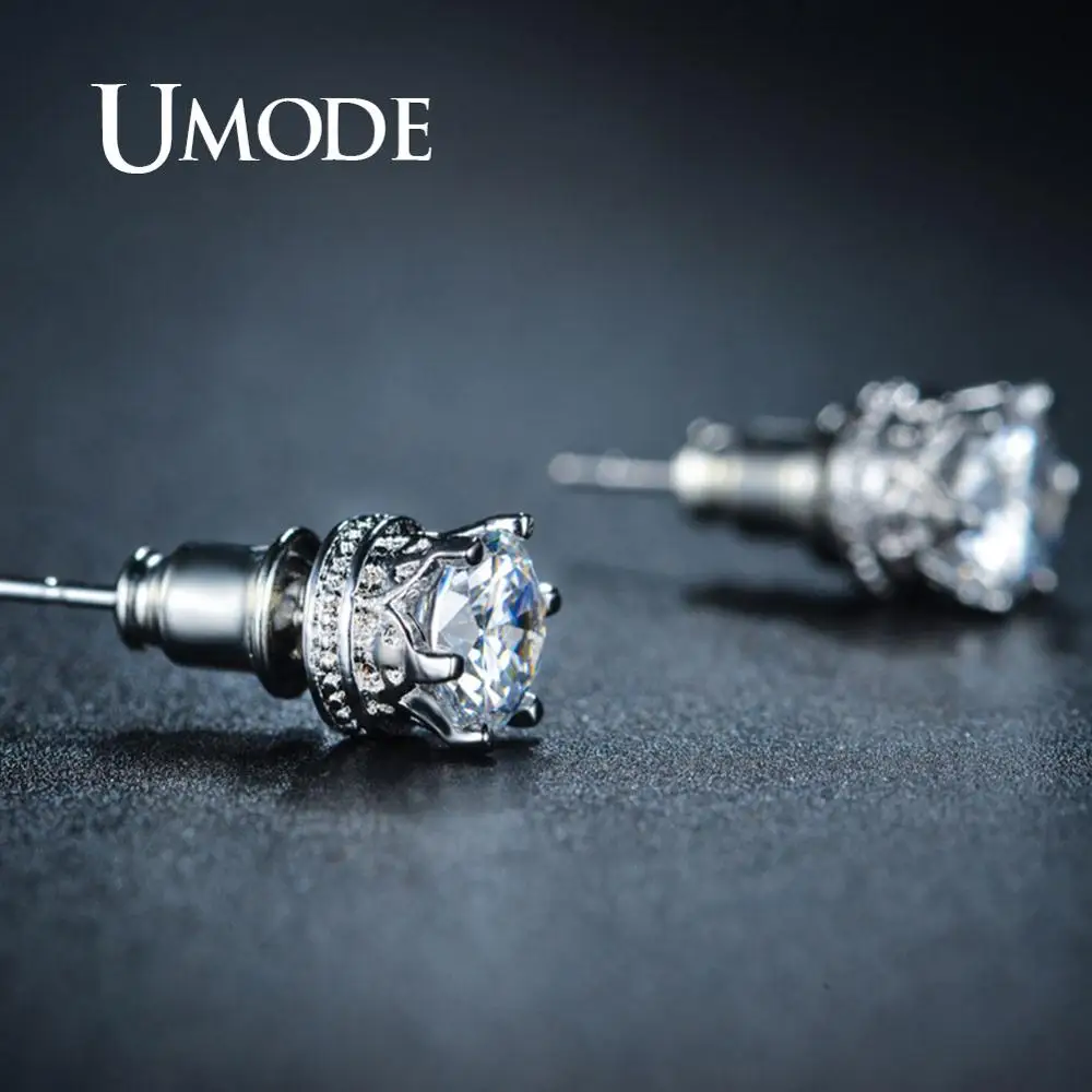 UMODE круглые AAA+ прозрачные CZ маленькие серьги-гвоздики для женщин белые модные золотые ювелирные изделия Femme свадебные подарки для девочек Аксессуары UE0159