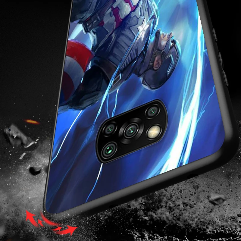 

Hot Marvel Captain America For Xiaomi Poco X3 NFC M3 M2 X2 F3 F2 Pro C3 F1 Mi Play Mix 3 A2 A1 6X 5X Black Phone Case Cover