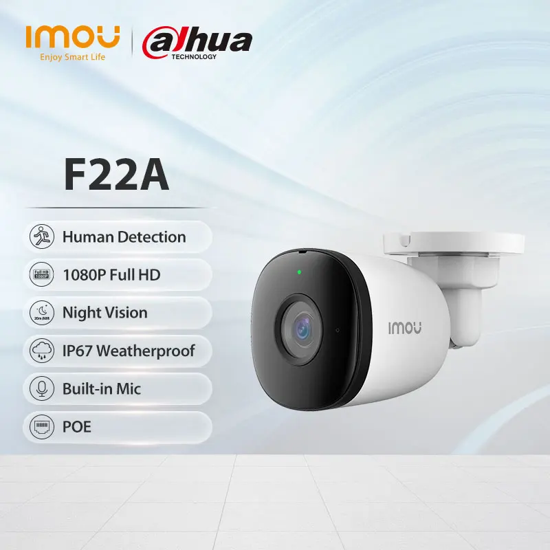 Dahua imou IPC F22A 1080P уличная IP камера видеонаблюдения H.265 Порты PoE ночное видение