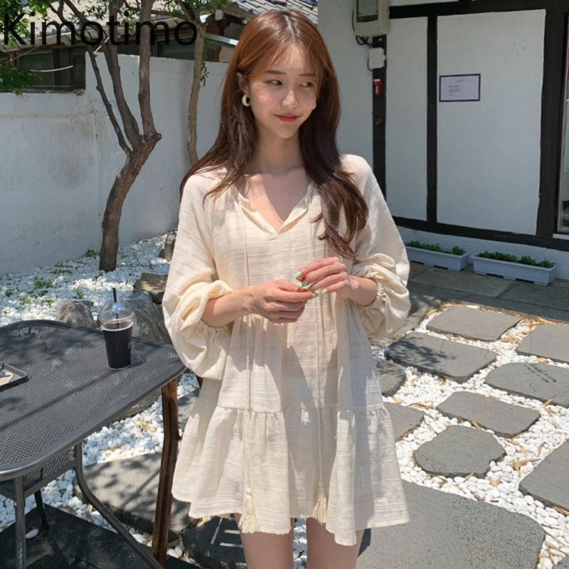 Kimotimo женское свободное платье корейский шик нежное милое стильное жаккардовое