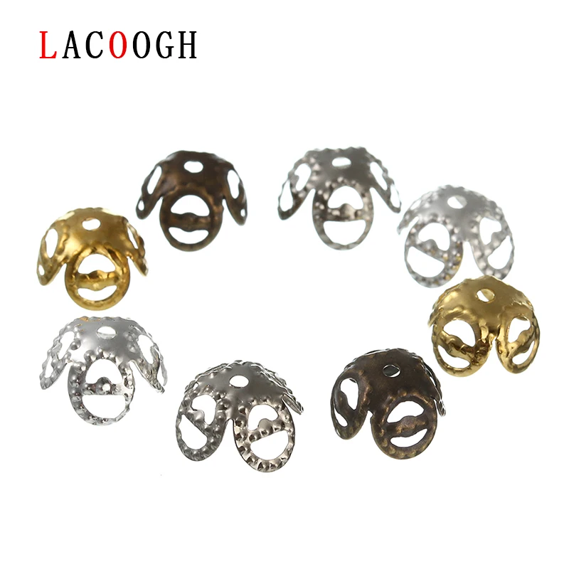 

100pcs/lot Metal Filigree Spacer Beads End Caps For Middle Hole Torus Bead caps Connector DIY Jewelry Findings Handmade Supplies