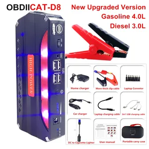 obdiicat d8 power bank car jump starter emergency car starter 4usb battery charger buster for mobile phone laptop free global shipping