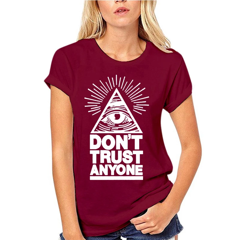 

Men T Shirt Illuminati Fashion Brand Dont Trust Anyone Graphic Tee Letter Shirt LW Women