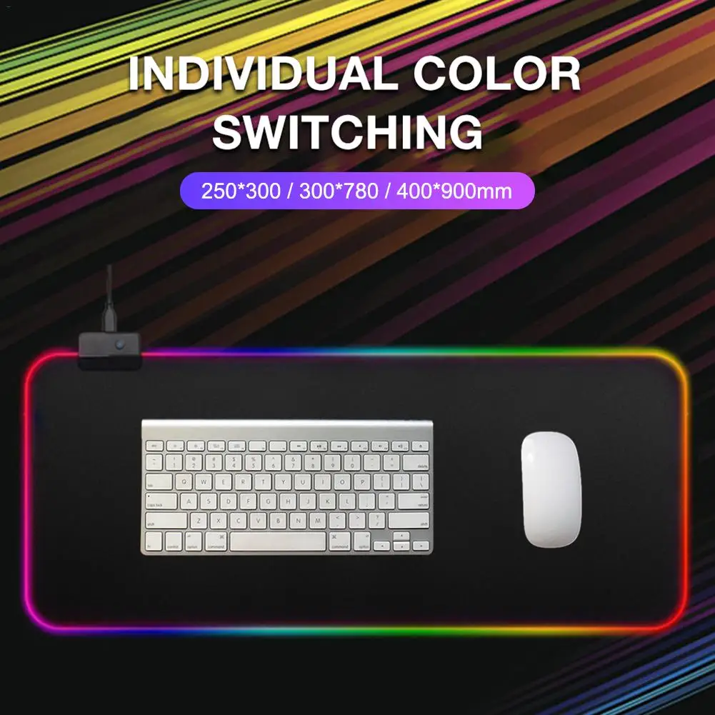 Цветной игровой коврик для мыши компьютерный большой RGB с подсветкой ноутбука