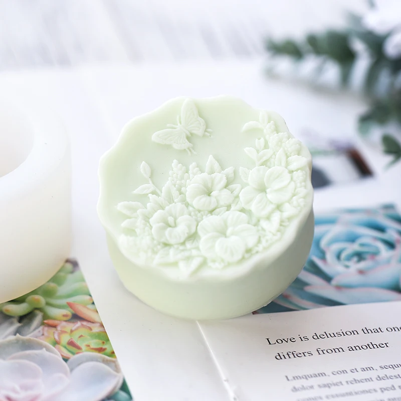 Летающая бабочка на цветочном узоре 3D мыло ручной работы силиконовая форма