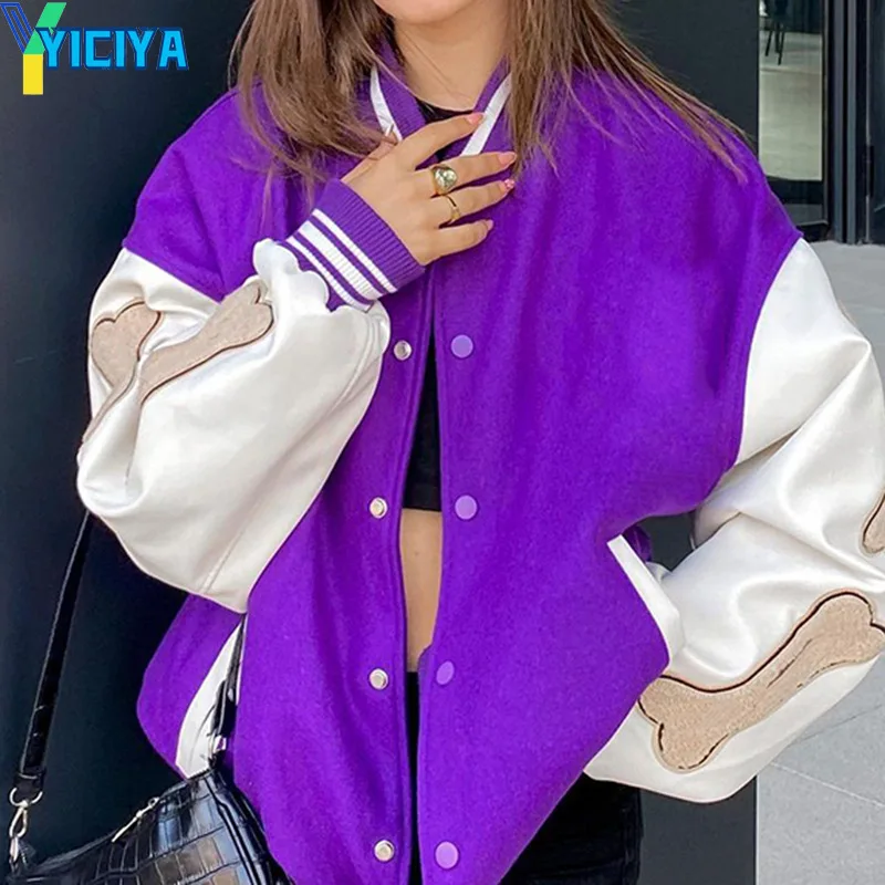 

Женская куртка-бомбер, женская уличная одежда в стиле пэчворк с вышивкой в виде букв, женское бейсбольное пальто в стиле колледжа