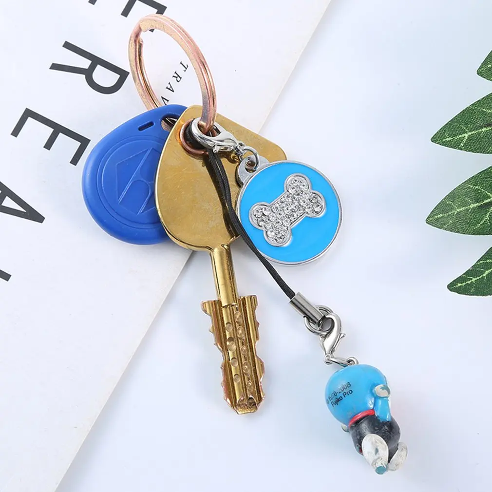 Zinc Alloy Pet ID Tag with Shiny Rhinestone Paw Bone Pattern Identify Card Mini Dog Cat Collar Pendant Accessories | Дом и сад