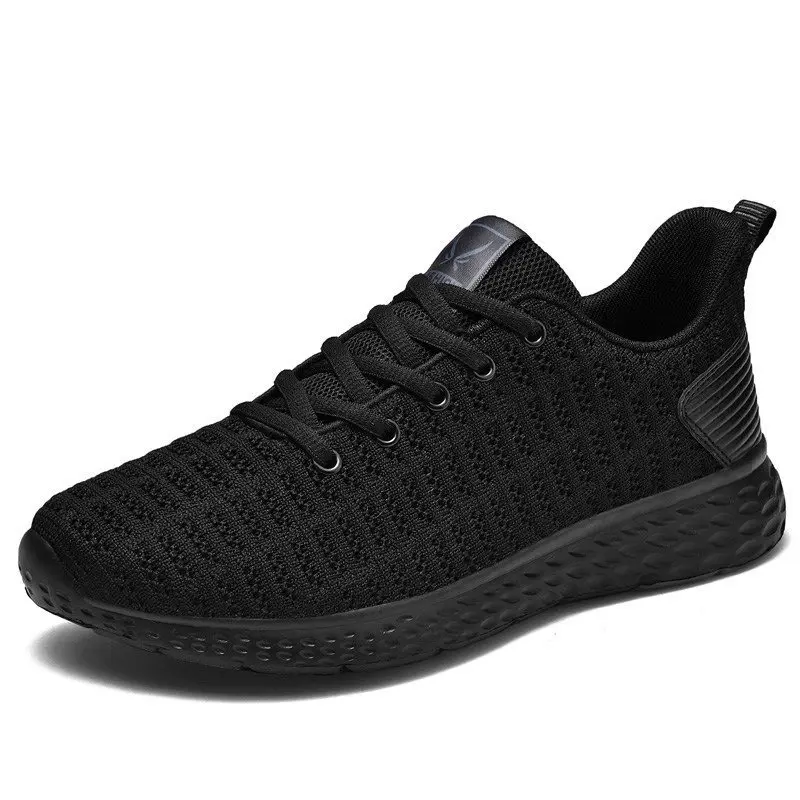 

Large size 47 men's shoes low top 2020 summer mesh couple running shoes all black lightweight sneakers