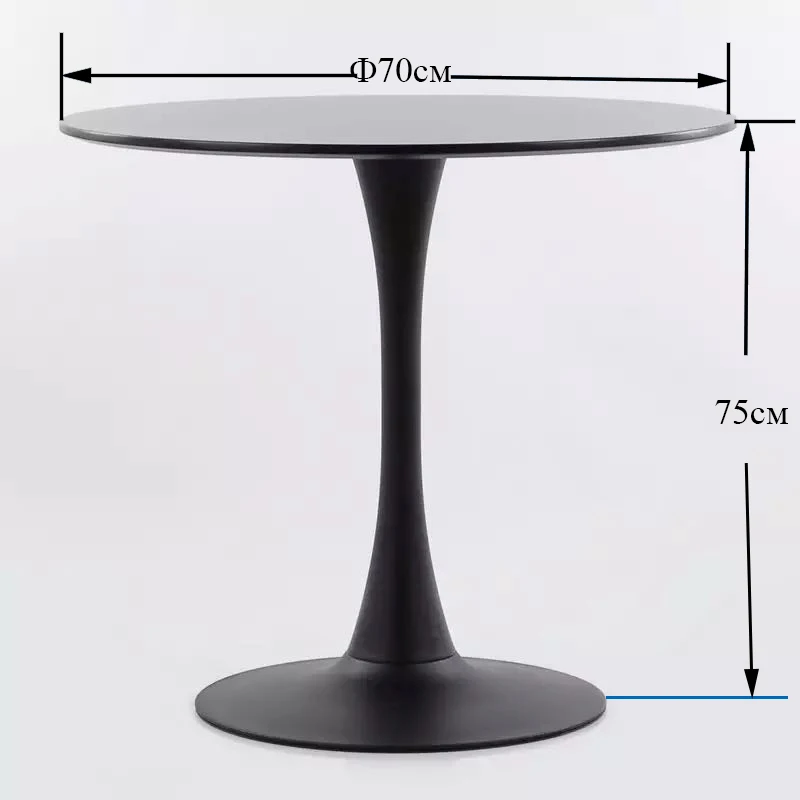 70cm Black Домашний обеденный стол, белая краска полуматовая, стол на металлической основе, кухонный стол, круглый стол, современный стол, по России - Цвет: 70cm Black