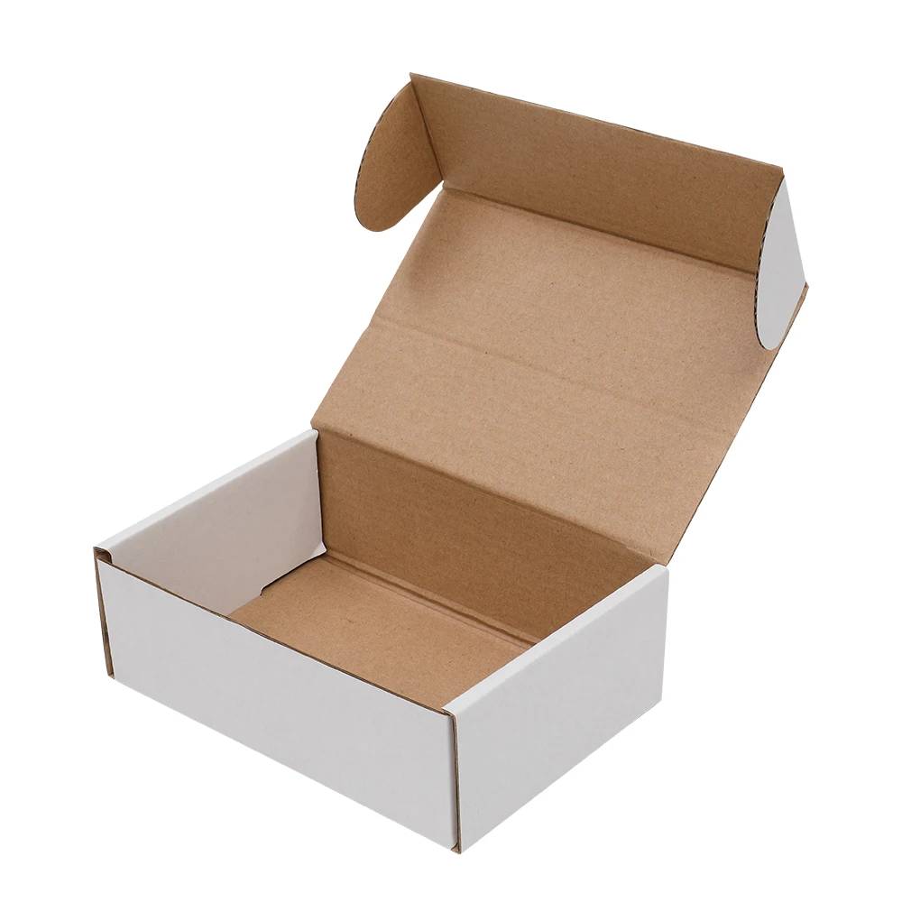 50 cajas de papel corrugado, 6x4x2 "(15,2*10*5cm), blanco exterior y amarillo interior-4