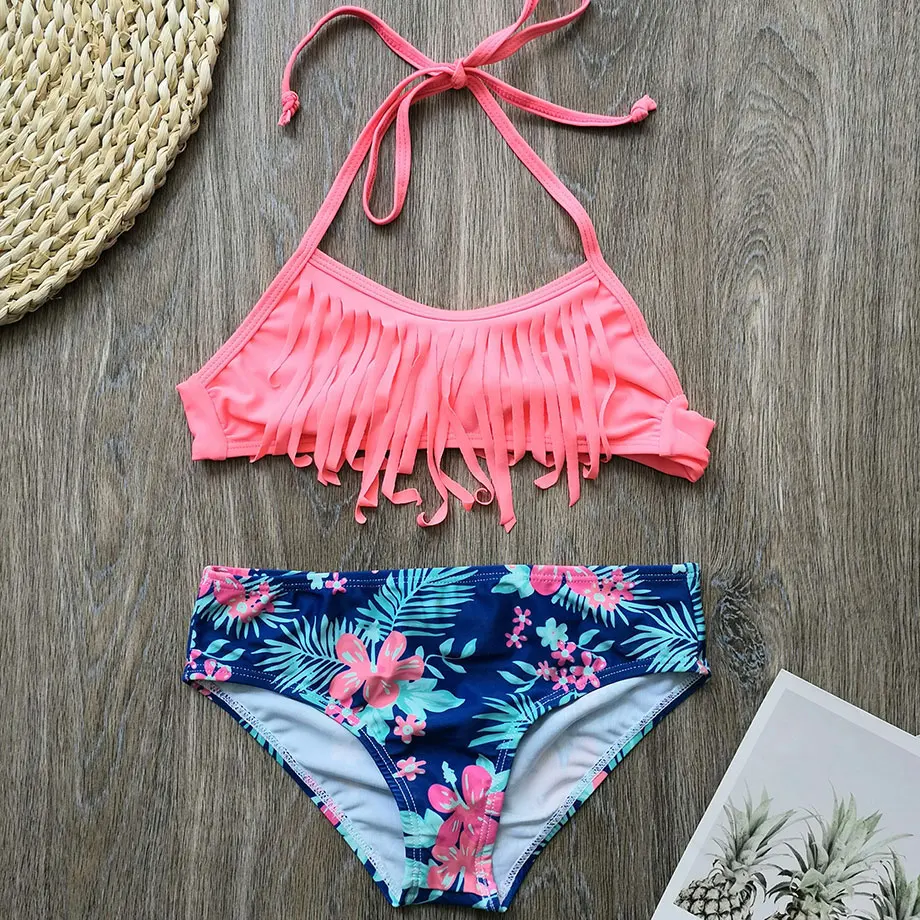 Купальник От 8 до 14 лет с кисточками для девочек детский купальник бикини