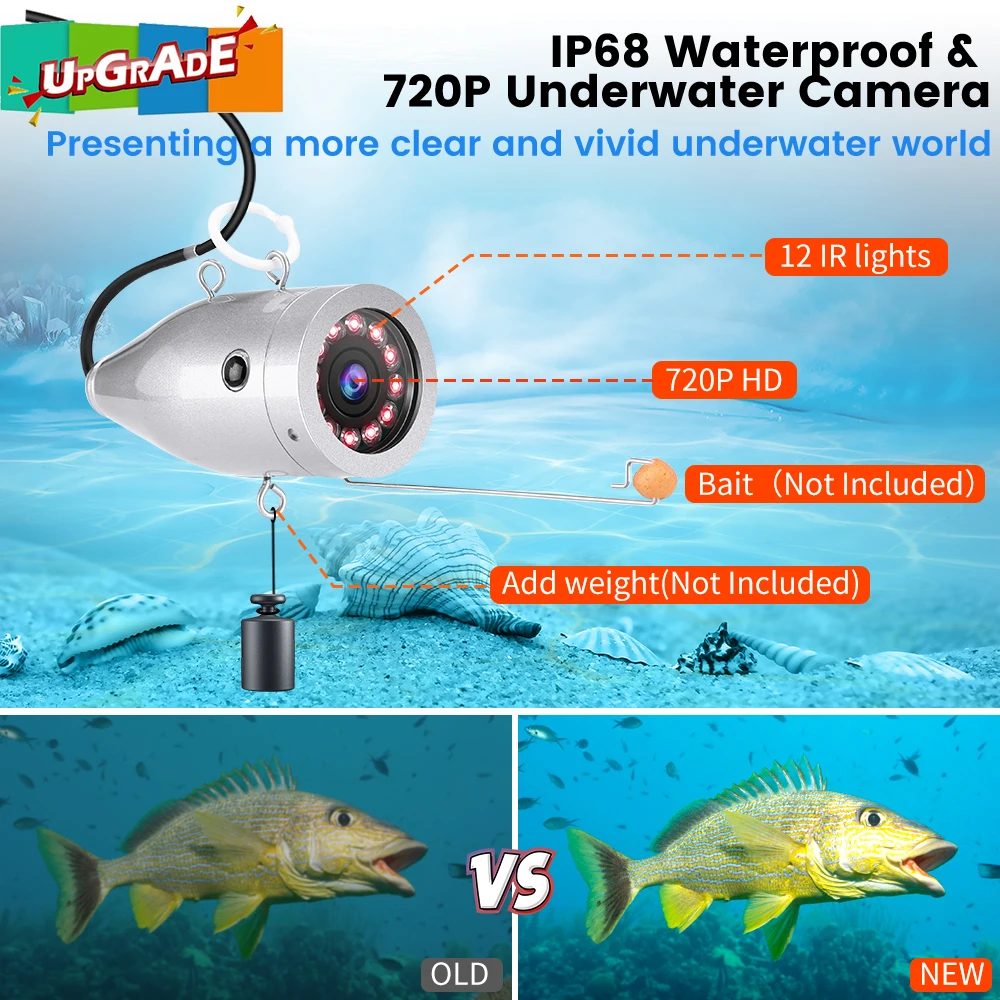 Eyoyo EF07HR 720P 7 дюймов 30 м 8 Гб DVR IP68 инфракрасная подводная рыболовная камера