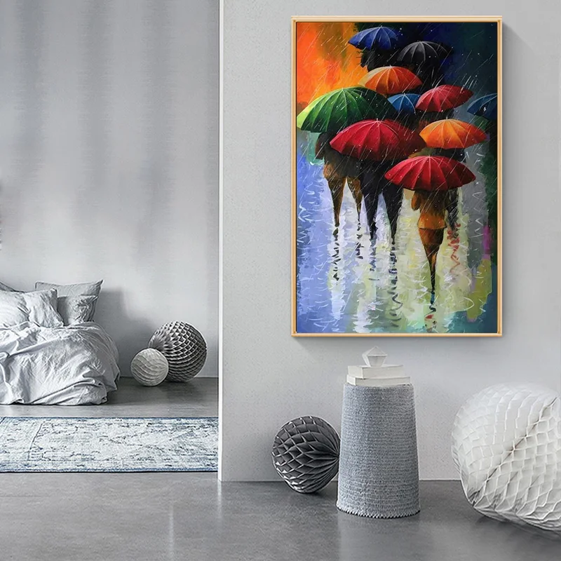 

Abstract Oil Paintings Print On Canvas Art Prints Girl Holding An Umbrella Wall Art Pictures Home Wall Decoration Unframed