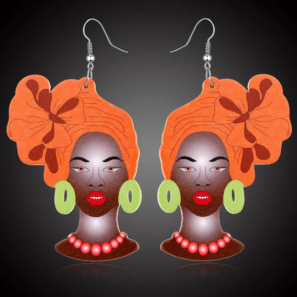 

Vintage Elegant Natural Wood Dangel Earrings For Women Fashion Bohemian Gold Geometric Splicing Hollow Drop Earring Jewelry