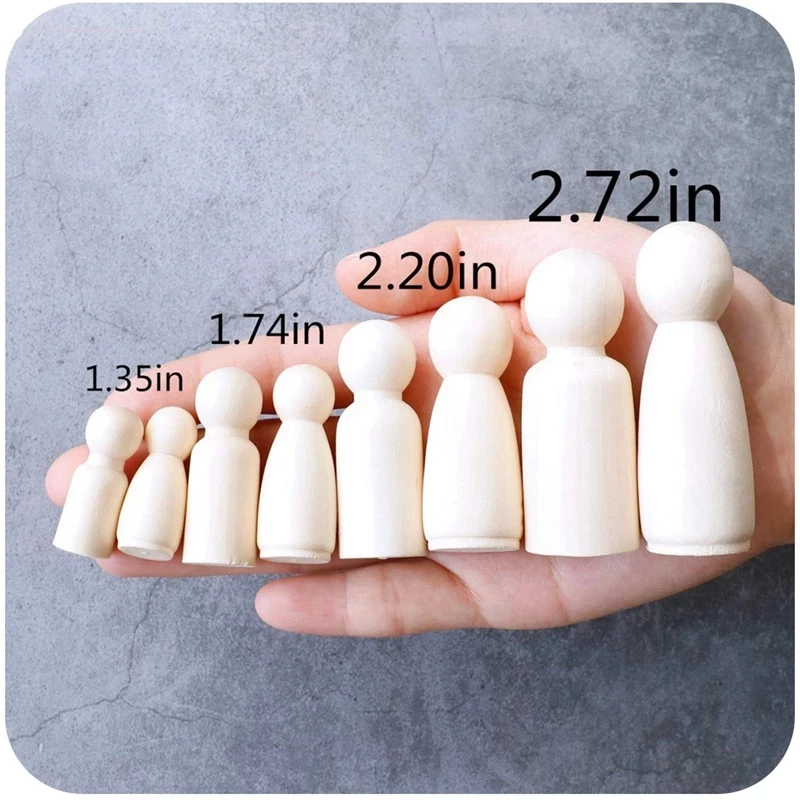 

50pc Wooden Doll Peg Baby Teether DIY Color Painting Peg Dolls Unfinished Wood Blank Male & Female Doll Bodies Decoration Toys