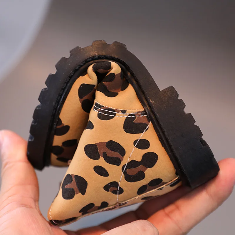 

KINE PANDA Autumn Kids Ankle Martin Boots Girls Shoes Leopard Toddler Baby Boots PU Leather 1 2 3 4 5 Years Old Zip Easy to Wear