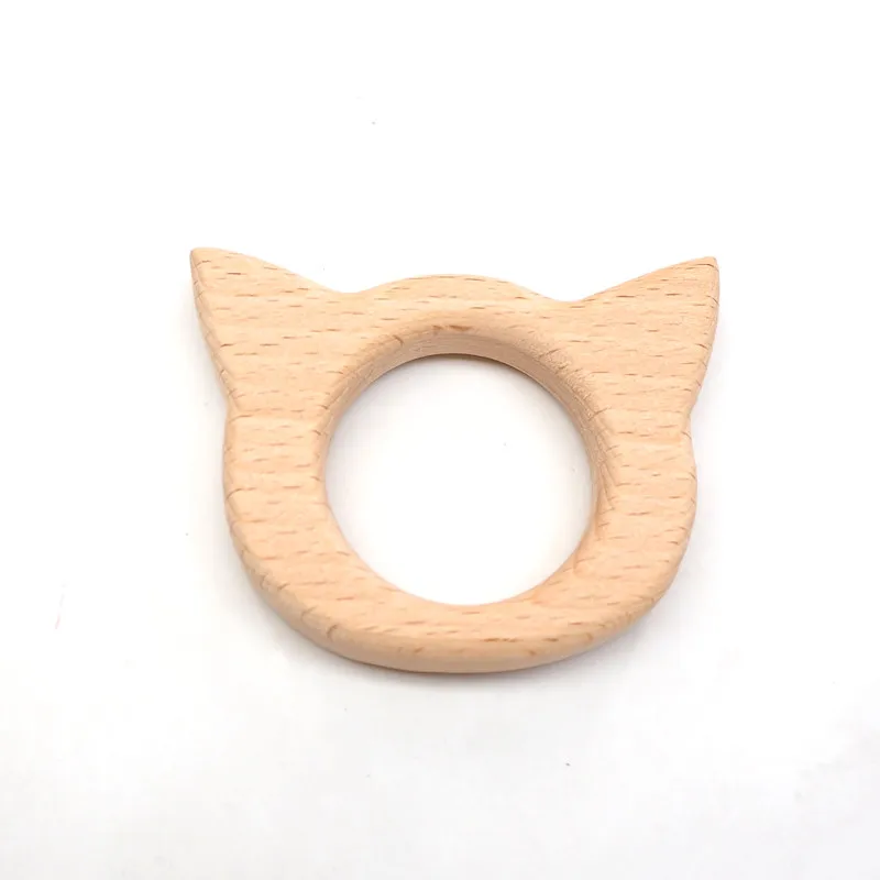 Chenkai 10 шт. деревянный Прорезыватель "Слон" кольцо DIY Экологичная незавершенная Младенческая Погремушка прорезыватель, захватывающие Деревянные игрушки животных - Цвет: Cat