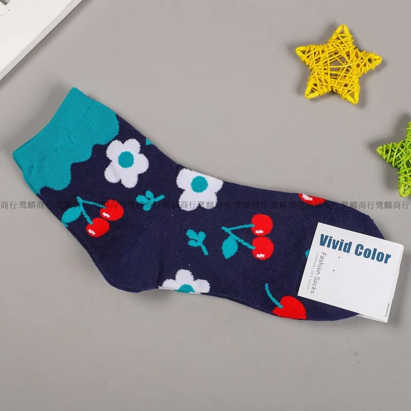 

Women Sock Cartoon Woman Socks Fruit Flower Print Womans Crew Casual Cotton Sox Girl Spring Summer Trendy Korean Sweet Skarpetki