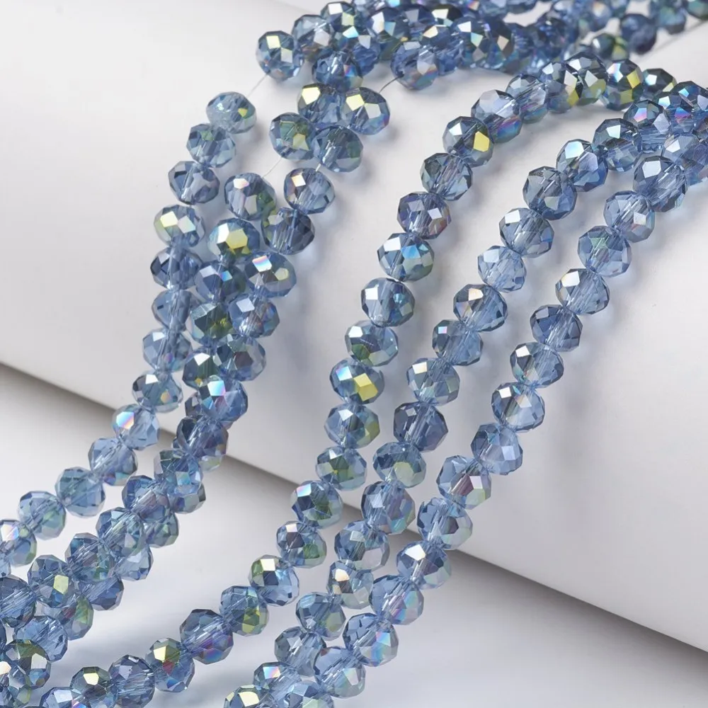 

1 Strand Electroplate Transparent Glass Beads Strands Faceted Rondelle Light Sky Blue 8x6mm Hole: 1mm about 72pcs/strand