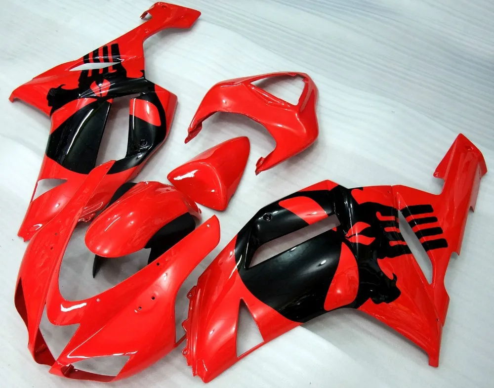 

100%NEW+ Red BLK Fairing Kit FOR Kawasaki NINJA ZX 6R 636 07 08 ZX-6R 07-08 ZX6R 2007 2008 ZX 6R 07 08 Fairings & Rear Tail Cove