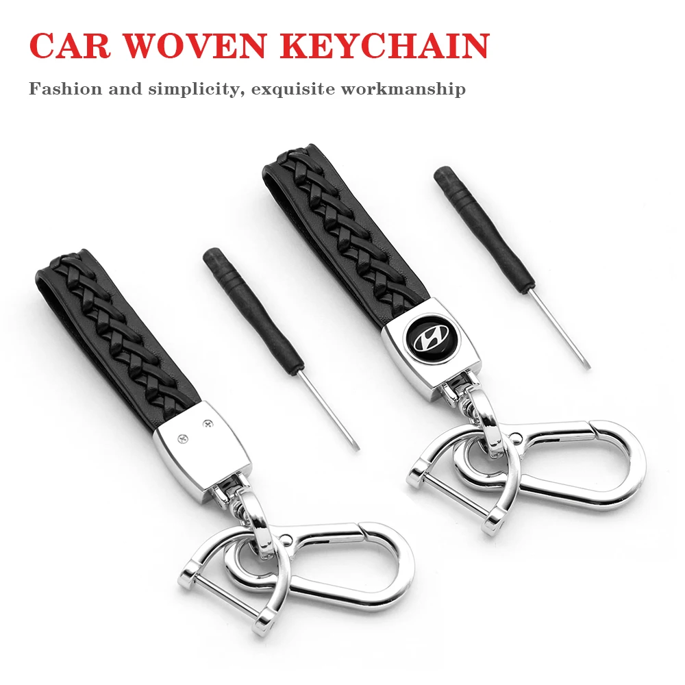 

Car Styling Car Logo Keychain Metal Leather Key Ring Key Chain For Hyundai I30 Tucson Accent Creta Solaris Ix35 Car Accessories