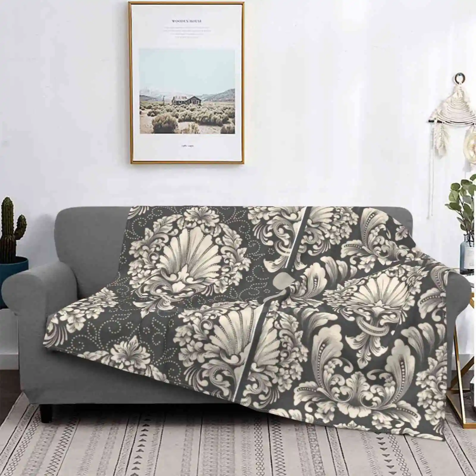 Дамасский бесшовный узор Лидер продаж домашнее фланелевое одеяло цветочный