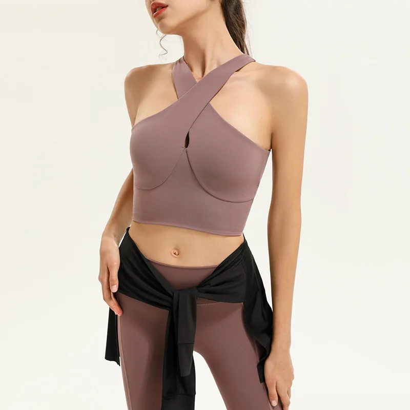 

Soft Workout Gym Yoga Crop Top Women Push Up Sports Bra High Impact Fitness Bra Naked Feel Padded Athletic Running Fitness Bras