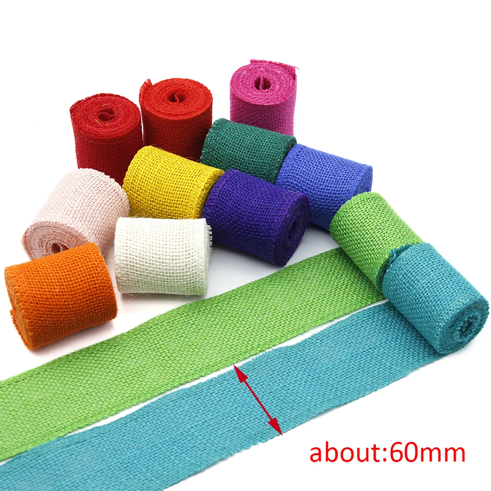 12 цветов/набор 2 м каждая 60 мм Простая льняная ленточная ткань DIY материалы ручной