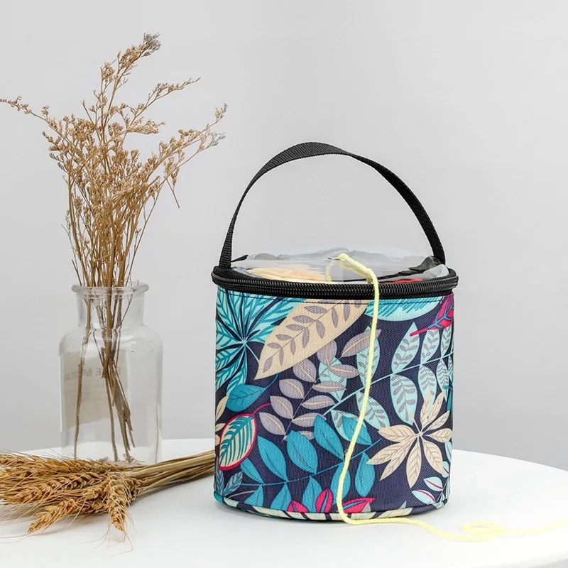 Модная сумка для хранения пряжи круглые вязаные шерстяные сумки синего цвета