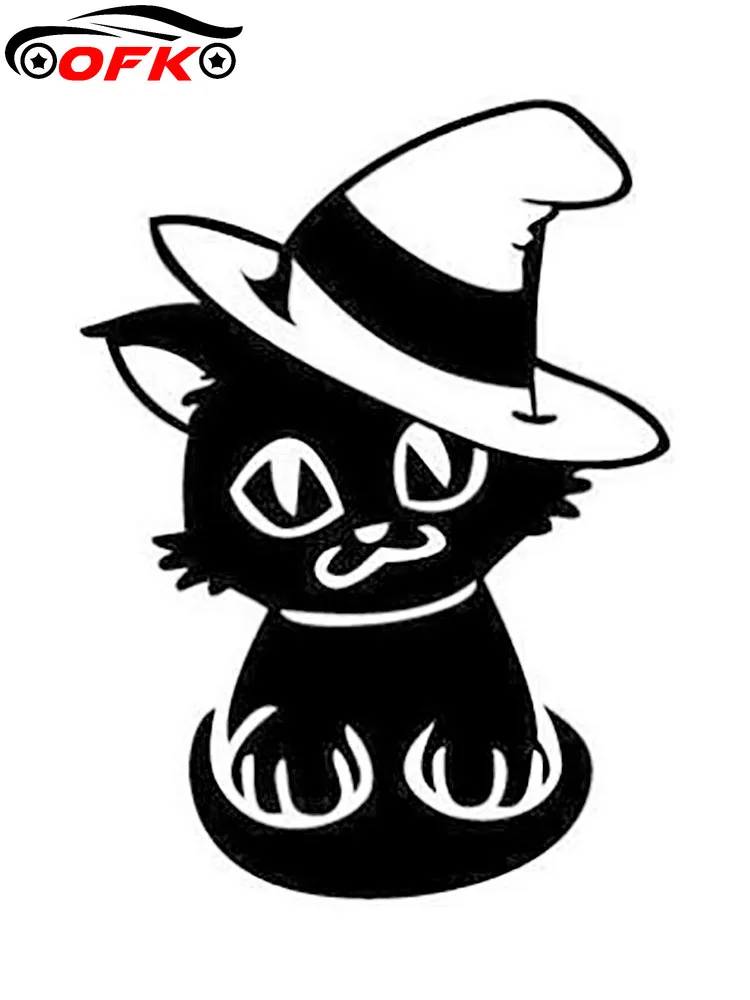 

Hatted Cat Car Decal Lovely Vinyl Sticker Stylish for Truck Windows Laptop Any Smooth Surface 18.4CM X13.5CM