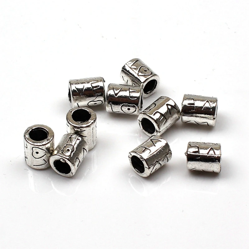 

8pcs 9*7mm love 4.2mm Big Hole Bead Antique Beads Charms Fits Diy Charms Bracelet Jewelry Beads