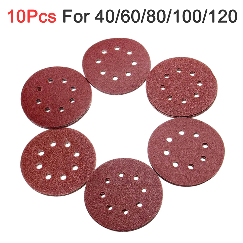 

50pcs 125mm Pre-punched with 8 Holes Hook Loop Sanding Discs 40/60/80/100/120 Grit Sander Pad Set For Cleaning and Polishing