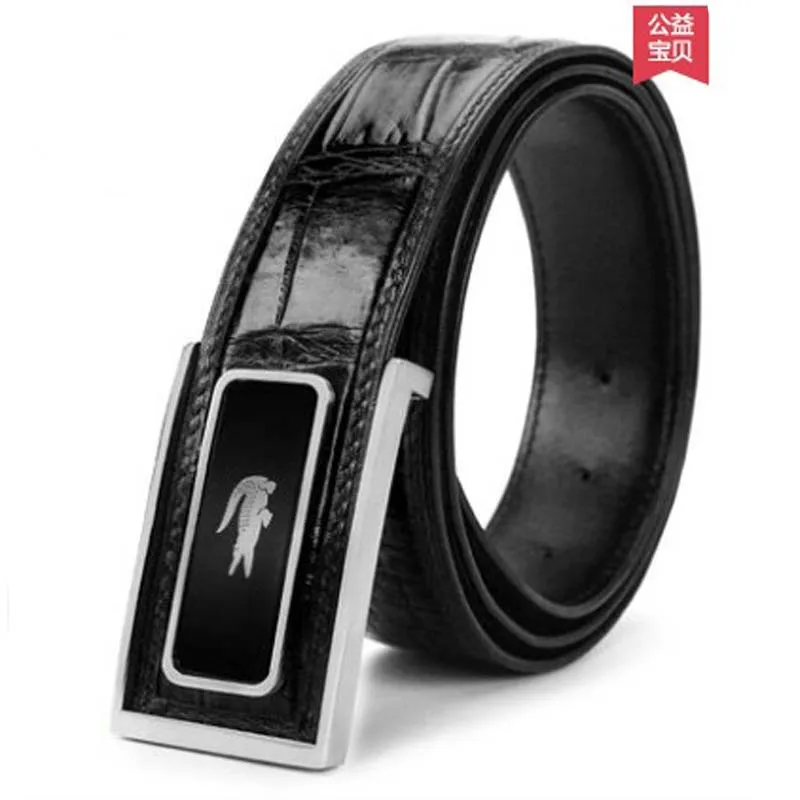 

moben Thailand crocodile leather belt male tide young man smooth Card buckle men business high-grade Men's belt