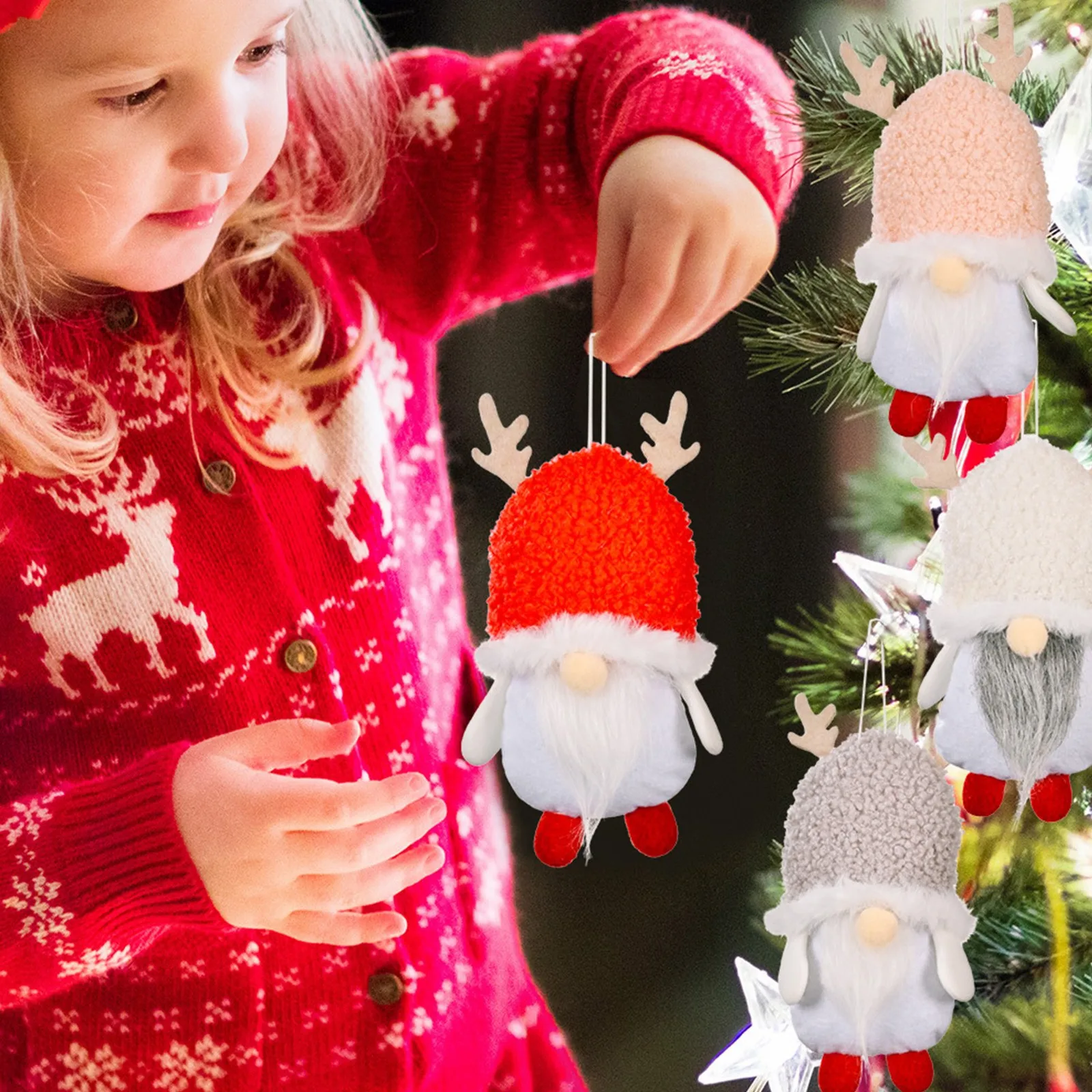 

Рождественское украшение в виде карлика, подвесные украшения для куклы без лица, Рождественская шапка из ягненка, подвеска для куклы без ли...