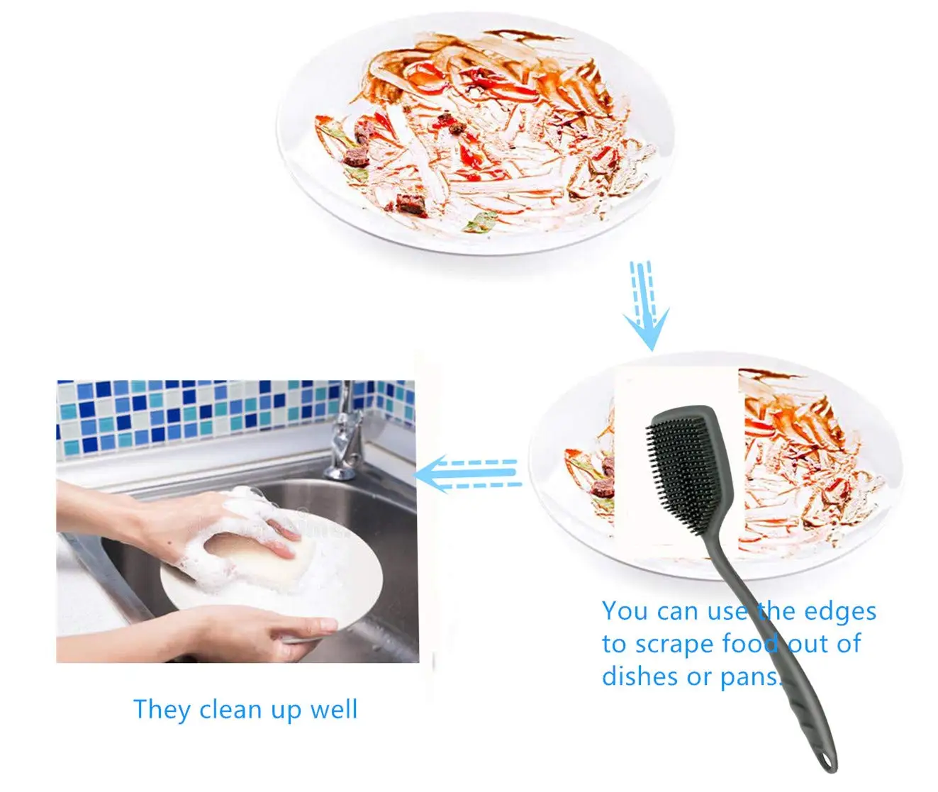 Силиконовая щетка для чистки кастрюль сковородки скребок антипригарный горшок