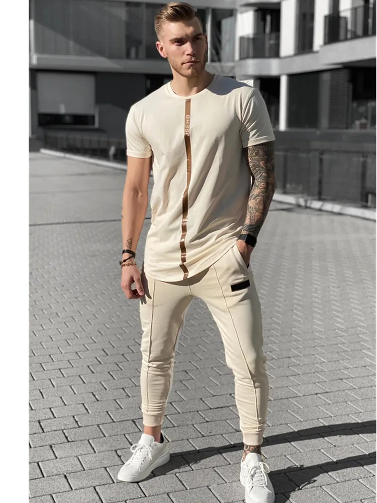 

Men's Fashion Short Sleeve T Shirt Summer Fitness Breathable Cotton Tees Men Outdoor Jogging Training Silk Stretch Short-Sleeved