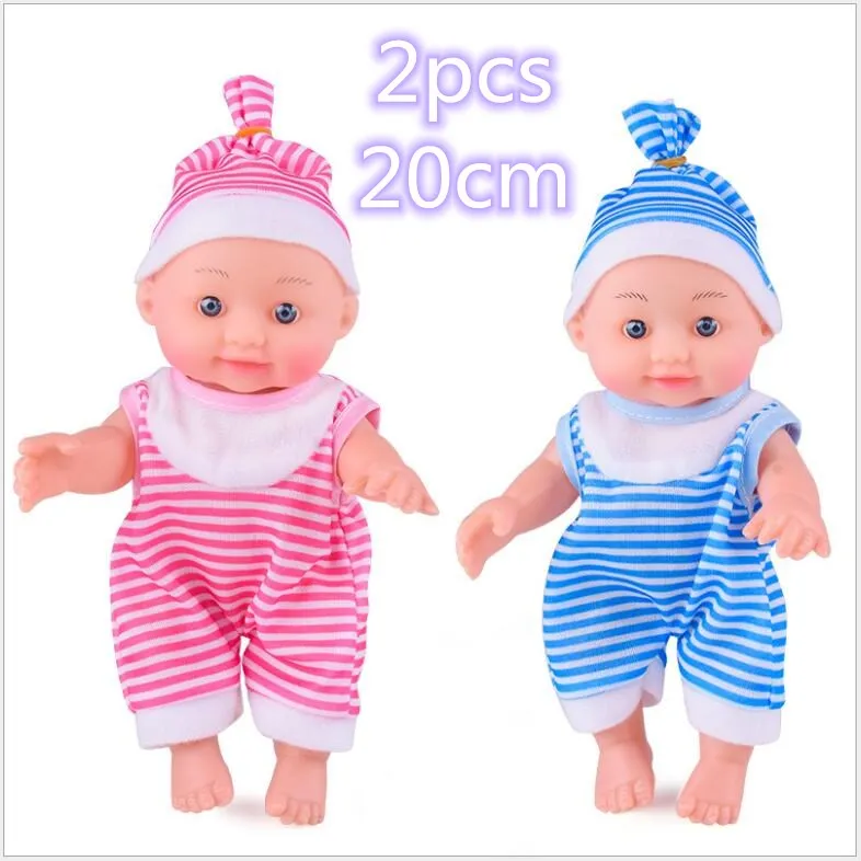 2pcs 20cm 20 Вт, 30 см Reborn baby doll мягкий винил reborn baby doll playmate детские игрушки ролевые игры игрушки Рождественский подарок на день рождения; наряд для фотосессии - Цвет: 2pcs 20cm