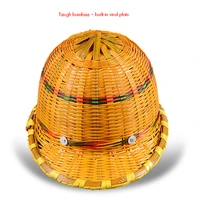 construction hard hat vented helmet cap style with 6 point ratchet suspension knob adjustable hard hat hand knitted bamboo